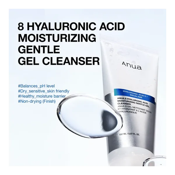 8 Hyaluronic Acid Moisturizng Gentle Gel Cleanser 150ml by Anua — wholesale UAE